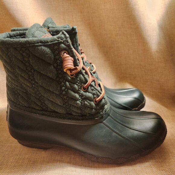 Sperry Saltwater Quilted Duck Boots Green Women's Size 7.5 Original Price $130 - Picture 2 of 16